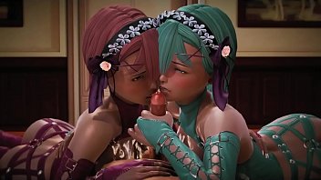 3d Hentai Anime: Teen Girls In Hot Red & Blue Action