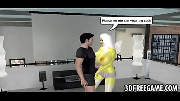 3d Yellow Angel With Big Tits Sucks Cock