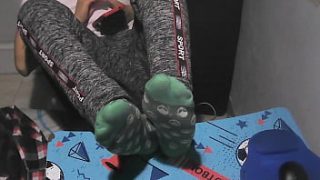 Barefoot Bliss: Sweaty Green Socks Under Moonlight