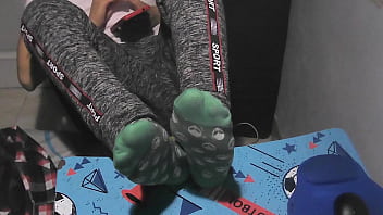 Barefoot Bliss: Sweaty Green Socks Under Moonlight